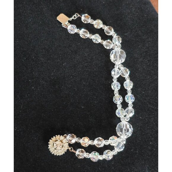 VTG Bergere AB Crystal Double Strand Bracelet 7" Decorative Box Clasp - Picture 5 of 5